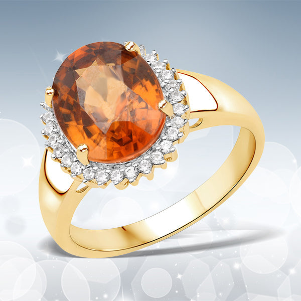 Anillo Halo de Zirconio Genuino de 3.90 Quilates y Plata Esterlina