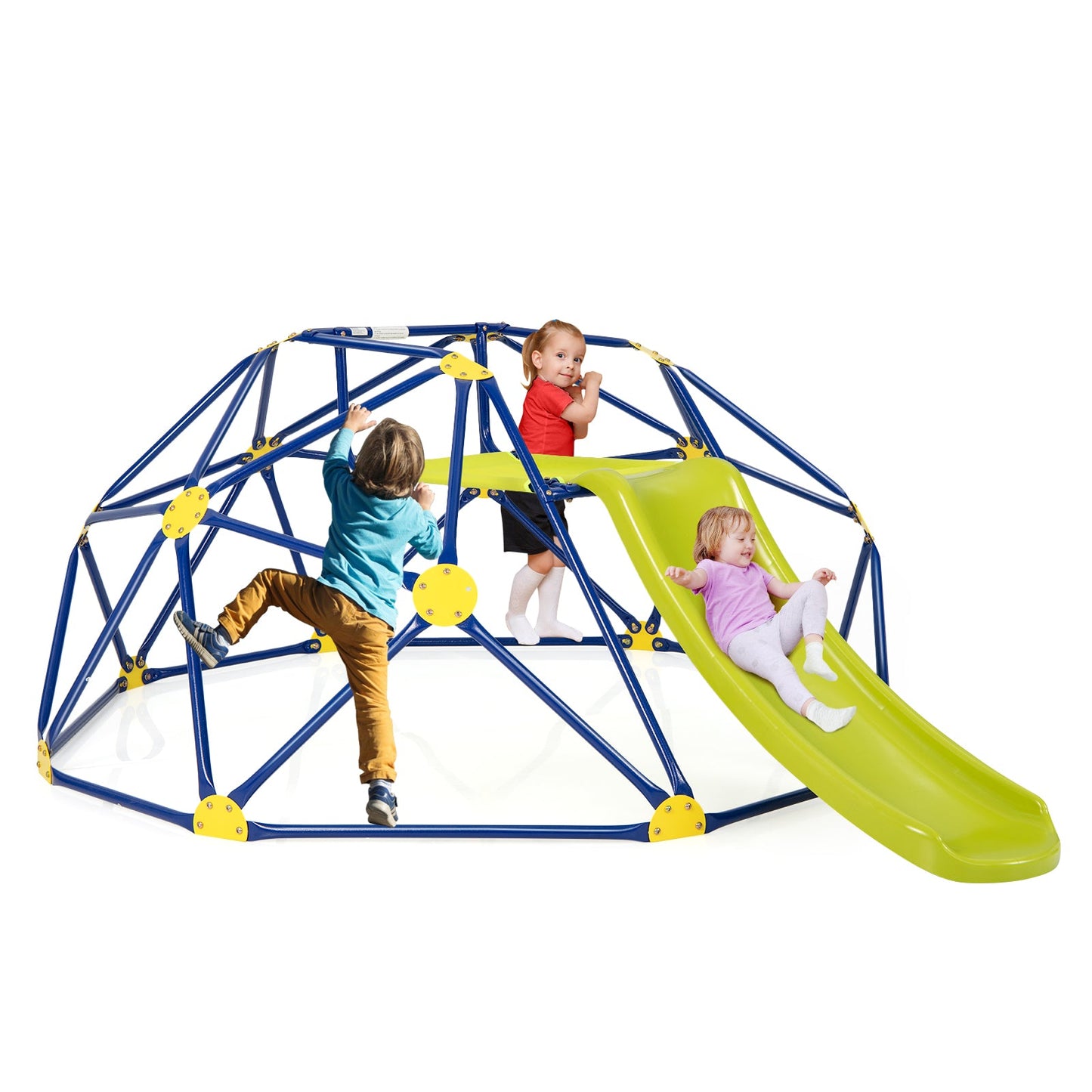 Kids Climbing Dome with Slide and Fabric Cushion - Blue
