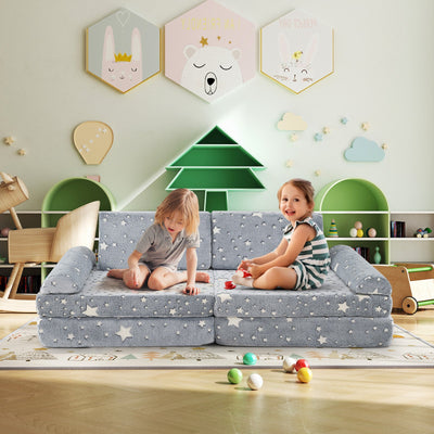Sofá Modular Infantil de 8 Piezas - Gris que Brilla en la Oscuridad