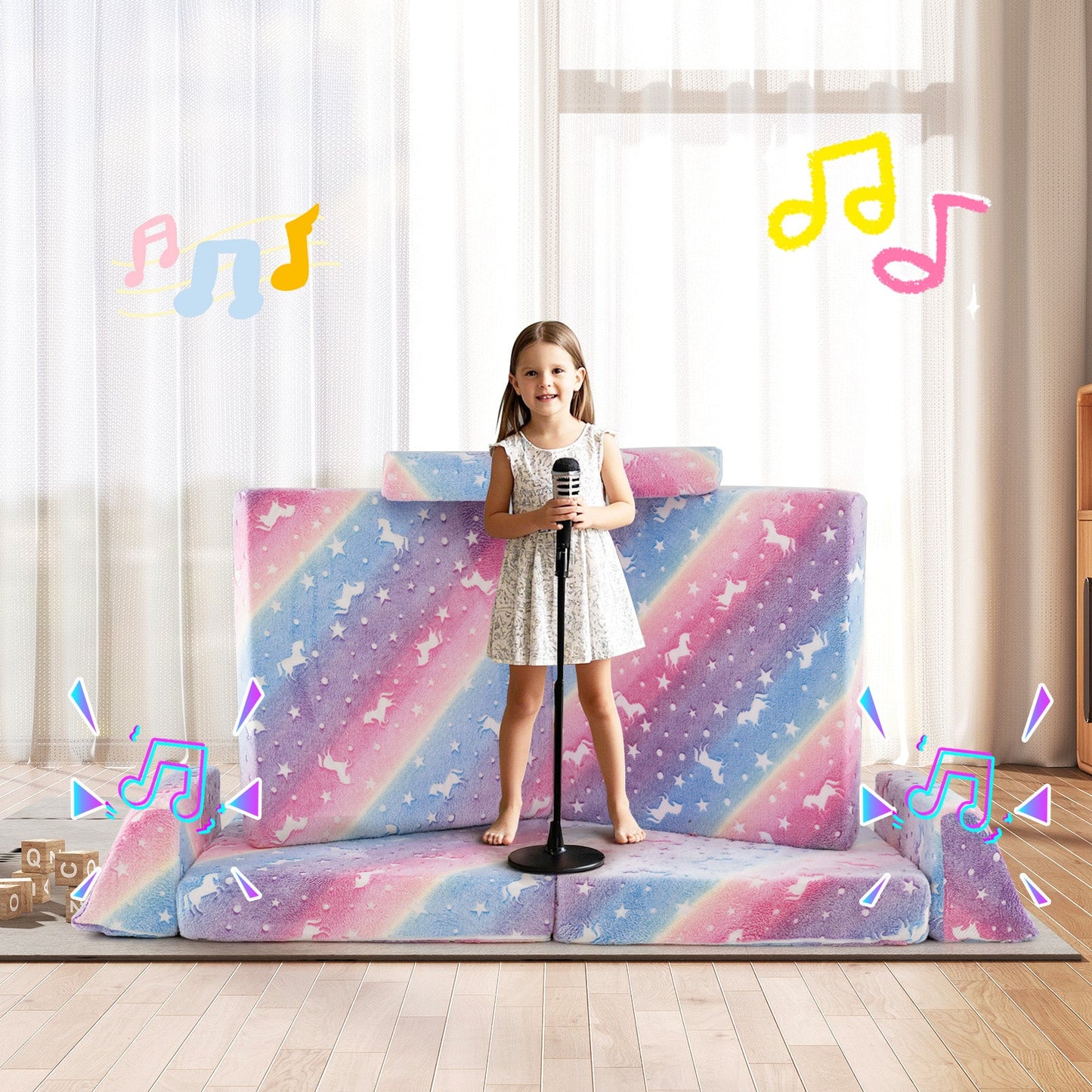 Sofá Modular de 8 Piezas para Niños - Brilla en la Oscuridad