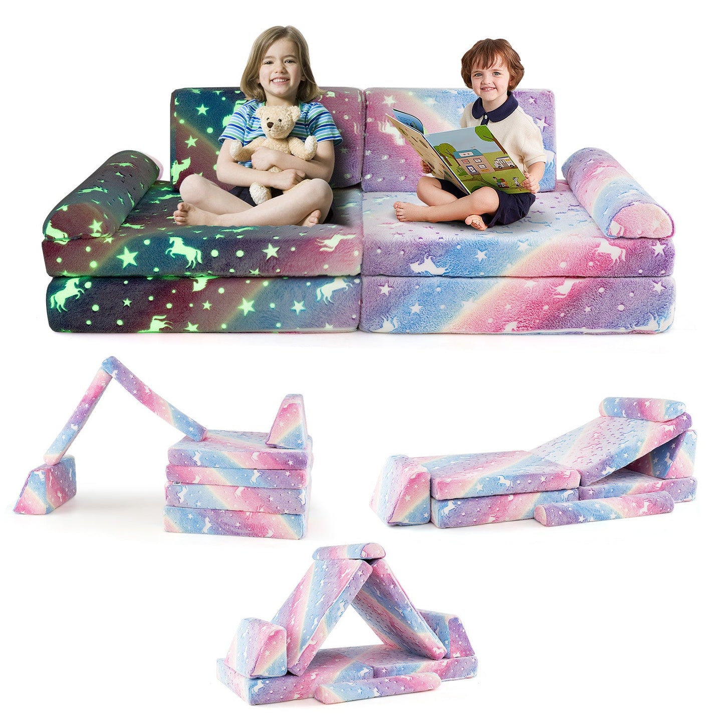 Sofá Modular de 8 Piezas para Niños - Brilla en la Oscuridad