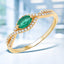 Bague de fiançailles en or jaune 14K avec émeraude zambienne de 0,32 carat et diamants