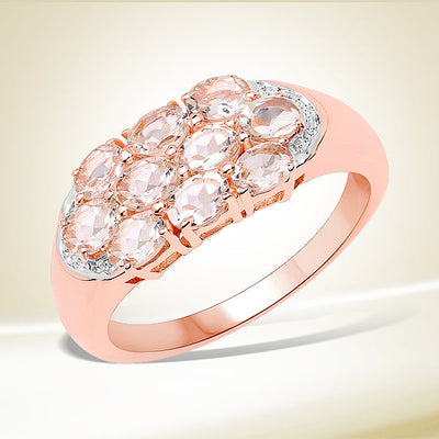 1.50 Carat Genuine Morganite Sterling Silver Engagement Ring