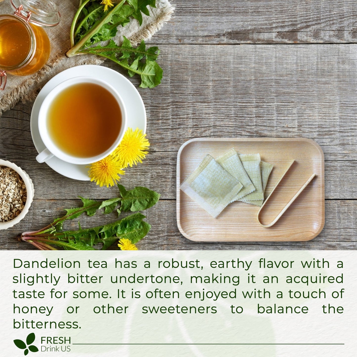 Bolsitas de té de raíz de diente de león, 100 % natural y puro. Bolsitas de té ecológicas. Infusión de raíz de diente de león. Sin azúcar, sin cafeína, sin gluten. Vegano. 