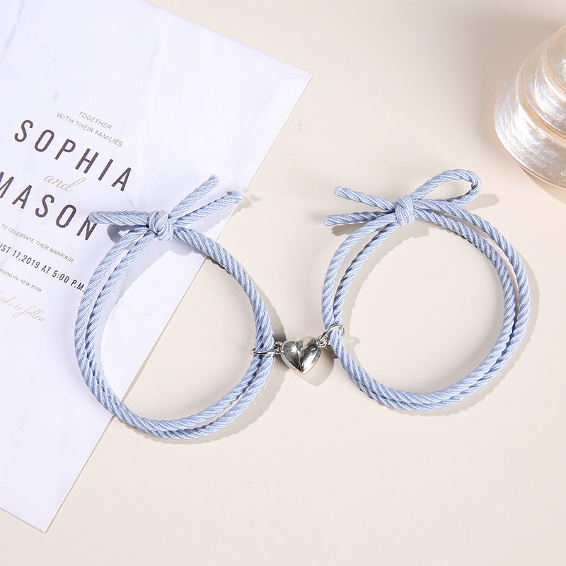 Bracelets de Couple Magnétiques - Charme Cœur en Acier Inoxydable