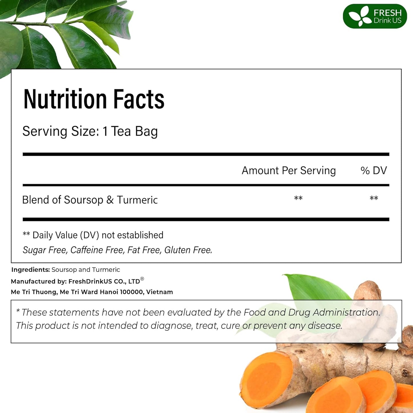 Premium Soursop Turmeric Tea Bags