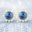 Pendientes de oro de 14K con zafiros azules genuinos y diamantes de 1.87 quilates