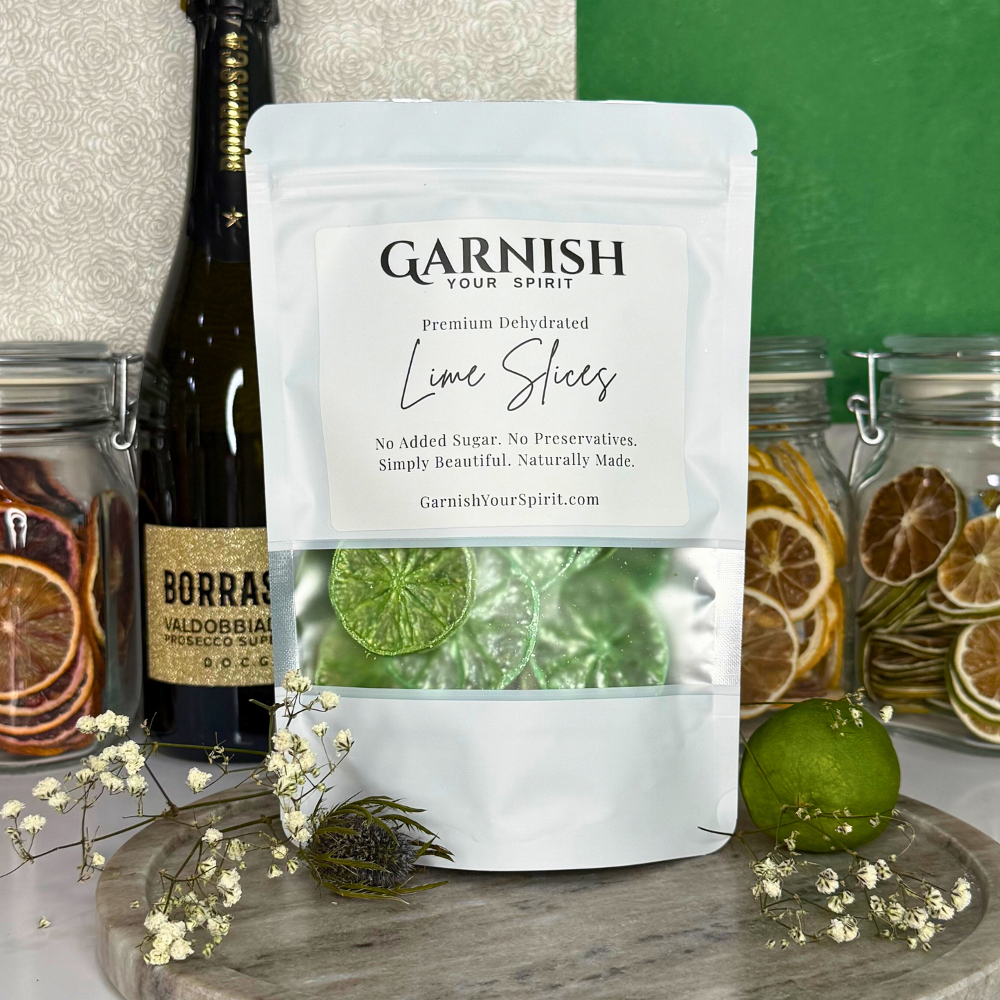 Sparkle Green Luster Dust Dried Lime Slices
