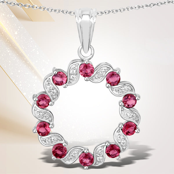 Pendentif en argent sterling de 1,30 carat en tourmaline rose et topaze blanche