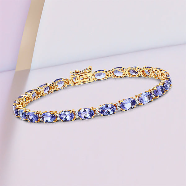Pulsera de 14K de Tanzanita y Diamante de 10.87 Quilates