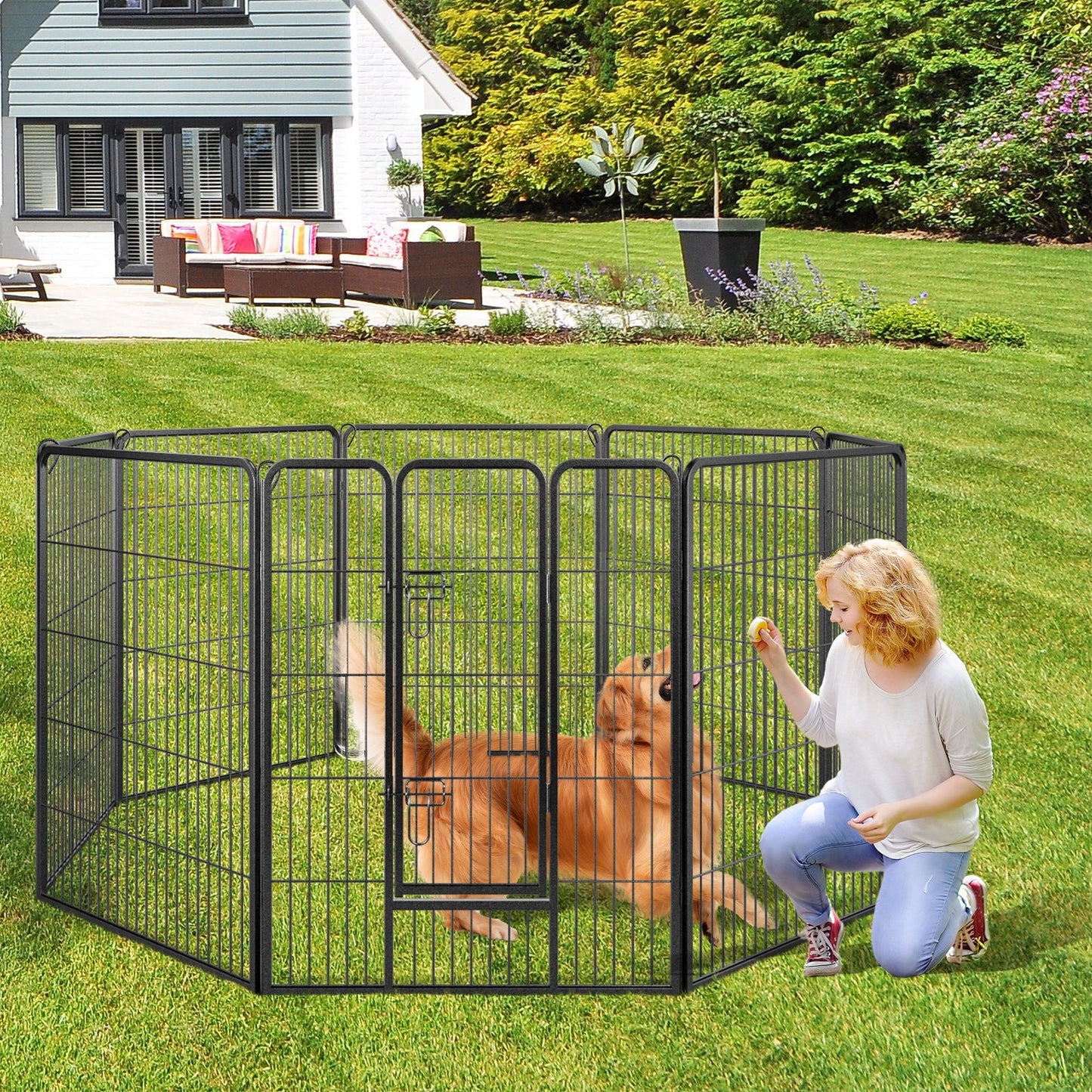 Clôture pour animaux de compagnie à 8 panneaux de 40 pouces de hauteur pour une utilisation intérieu
