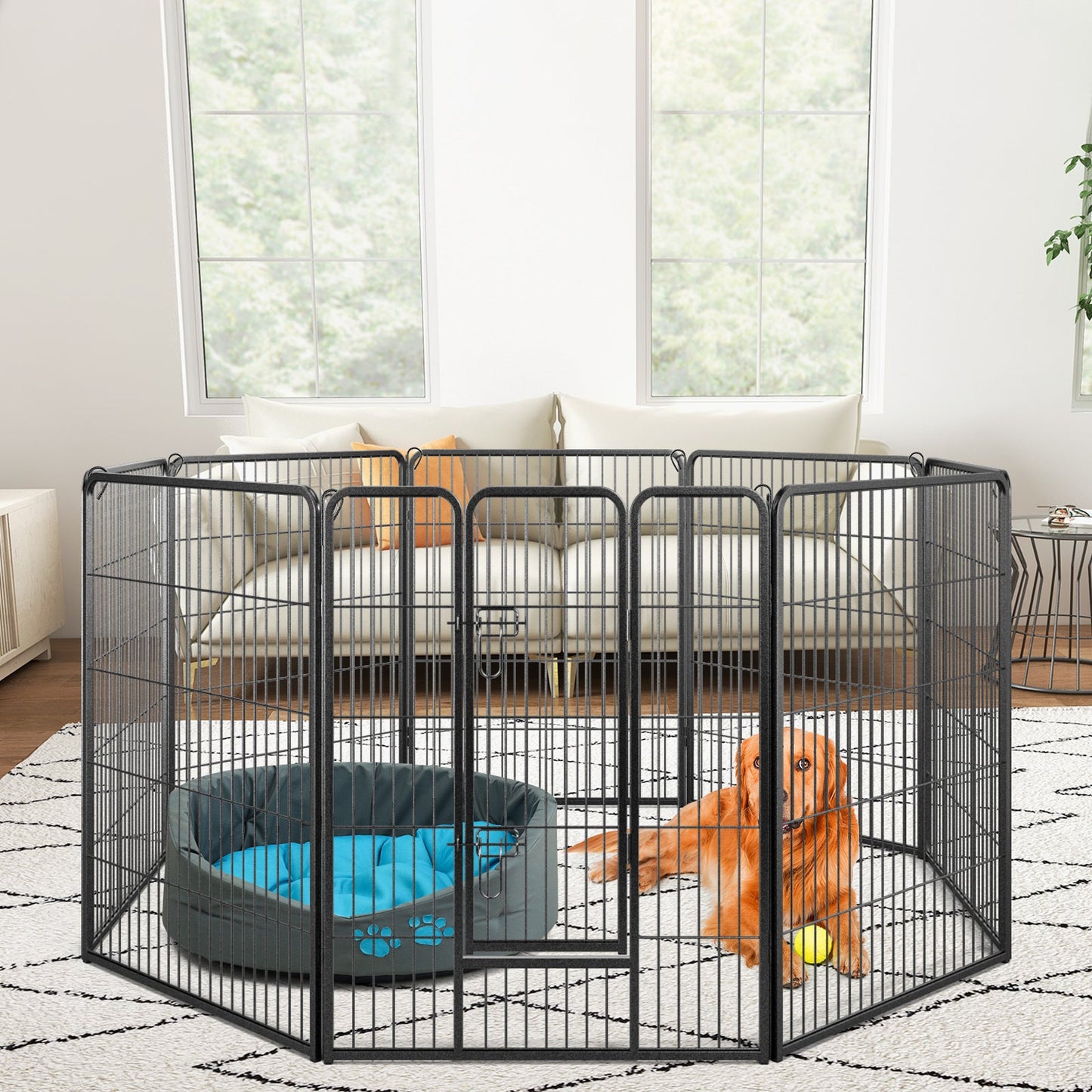 Clôture pour animaux de compagnie à 8 panneaux de 40 pouces de hauteur pour une utilisation intérieu