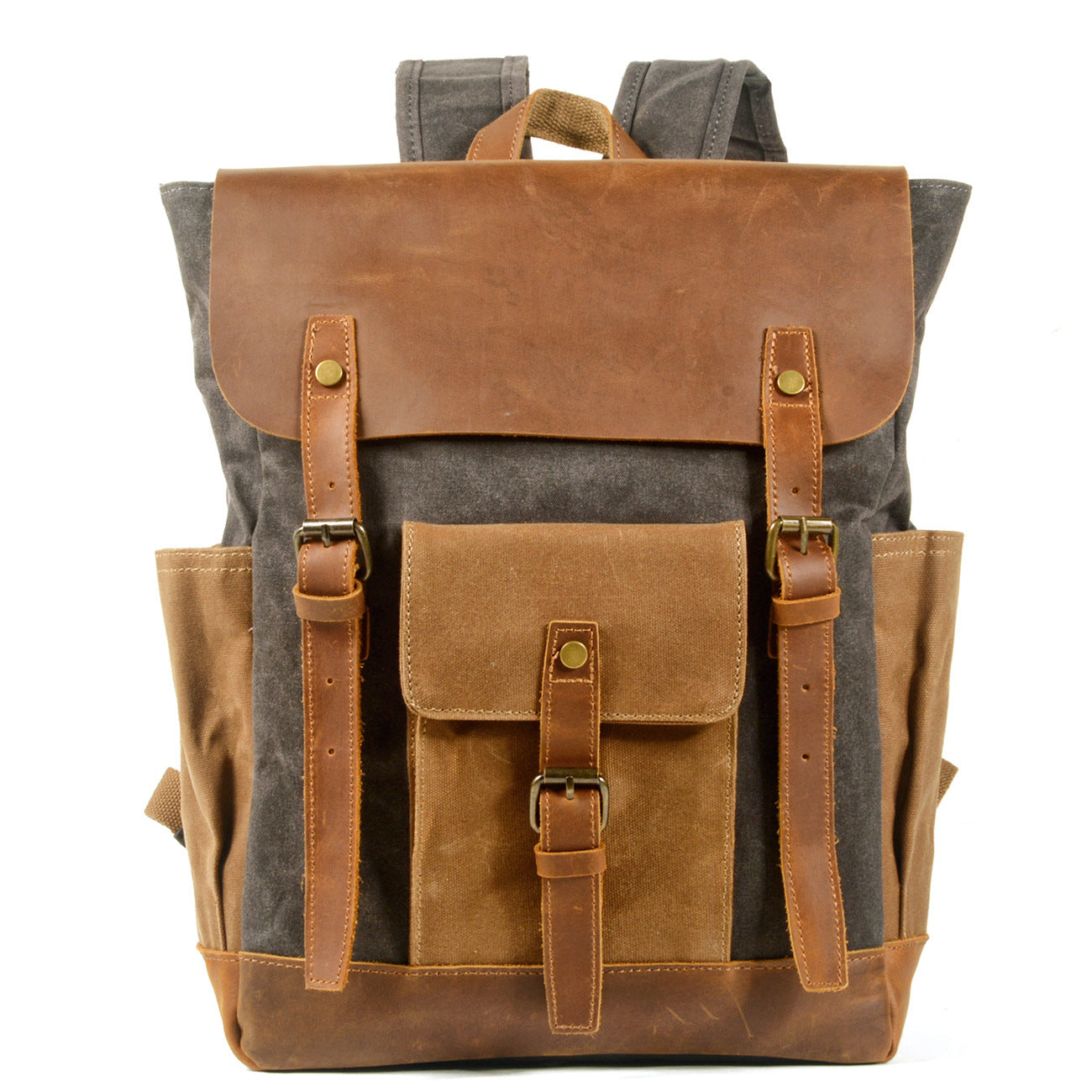 Mochila de Laptop de Cuero Crazy Horse de Lona Premium