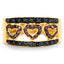 Anillo de Compromiso con Diamantes Negros y Rojos Baño de Oro Amarillo de 14K