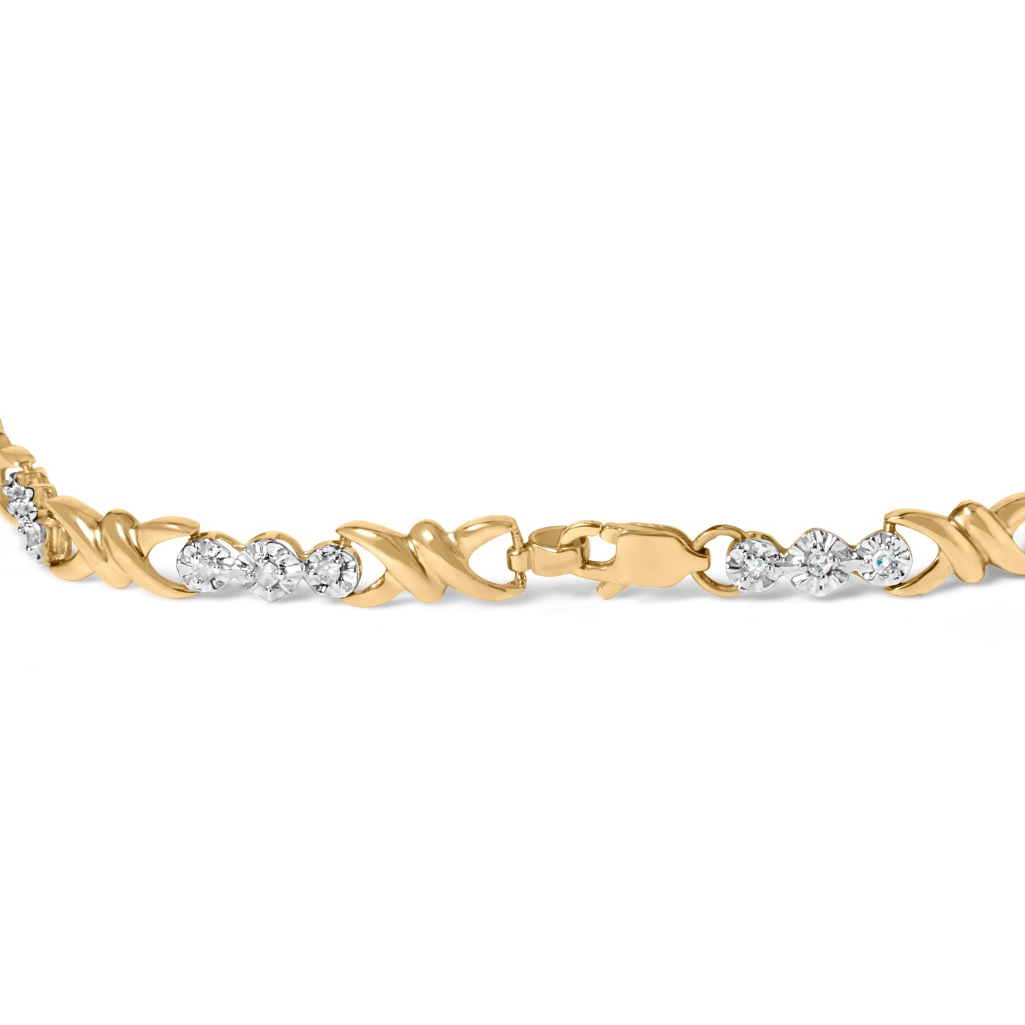 Pulsera de Diamantes X-Link de Oro Amarillo de 10k - 7.50 Pulgadas
