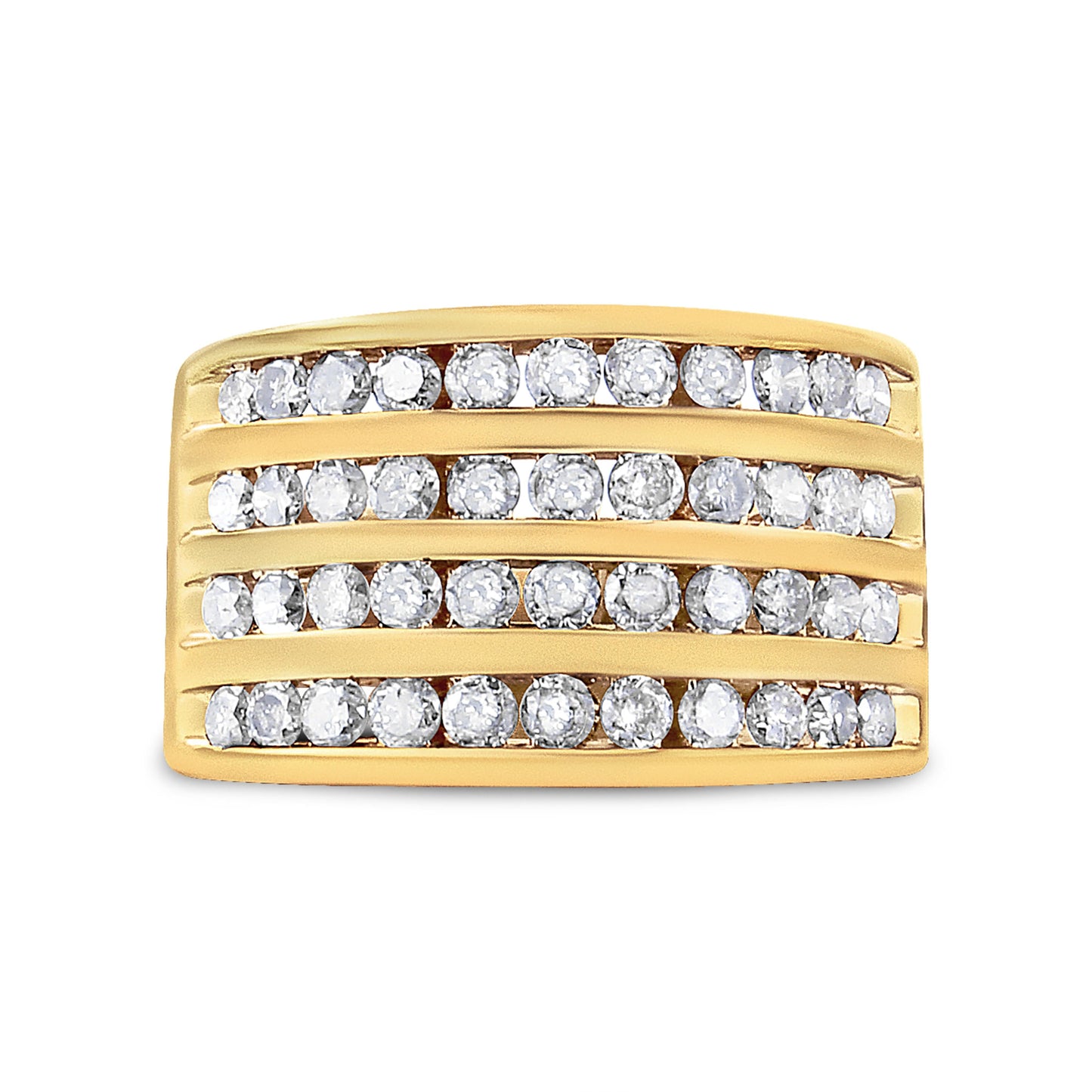 10K Yellow Gold Plated .925 Sterling Silver Diamond Channel Band Ring