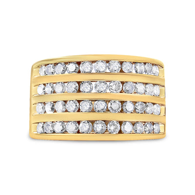 10K Yellow Gold Plated .925 Sterling Silver Diamond Channel Band Ring