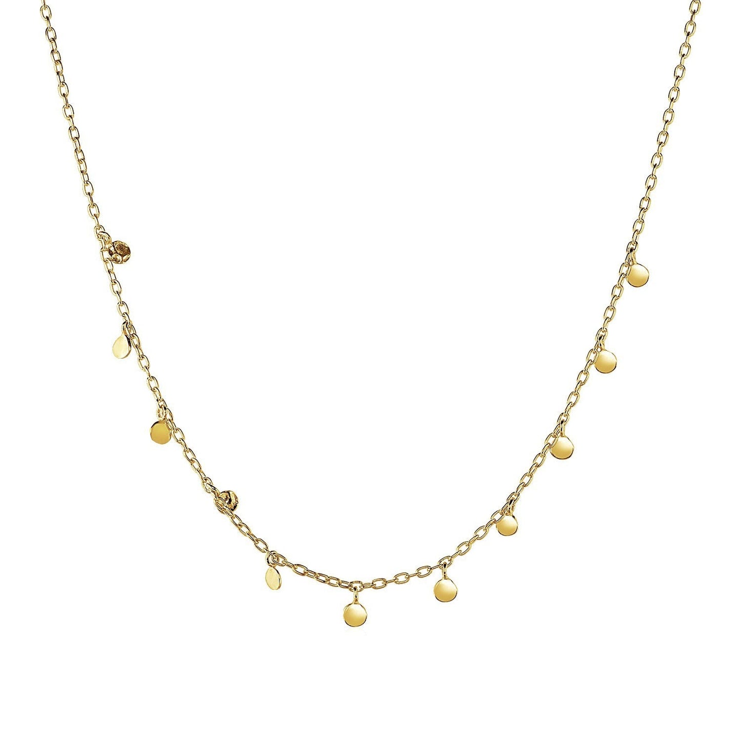 14k Yellow Gold Choker Necklace with Hammered Beads