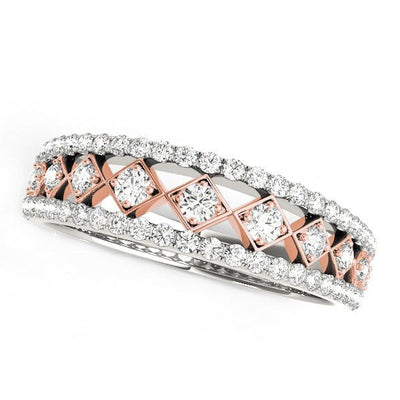 14k White and Rose Gold Diamond Band (3/8 cttw)