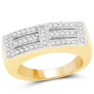 14K Yellow Gold Plated 0.25 Carat White Diamond Sterling Silver Ring