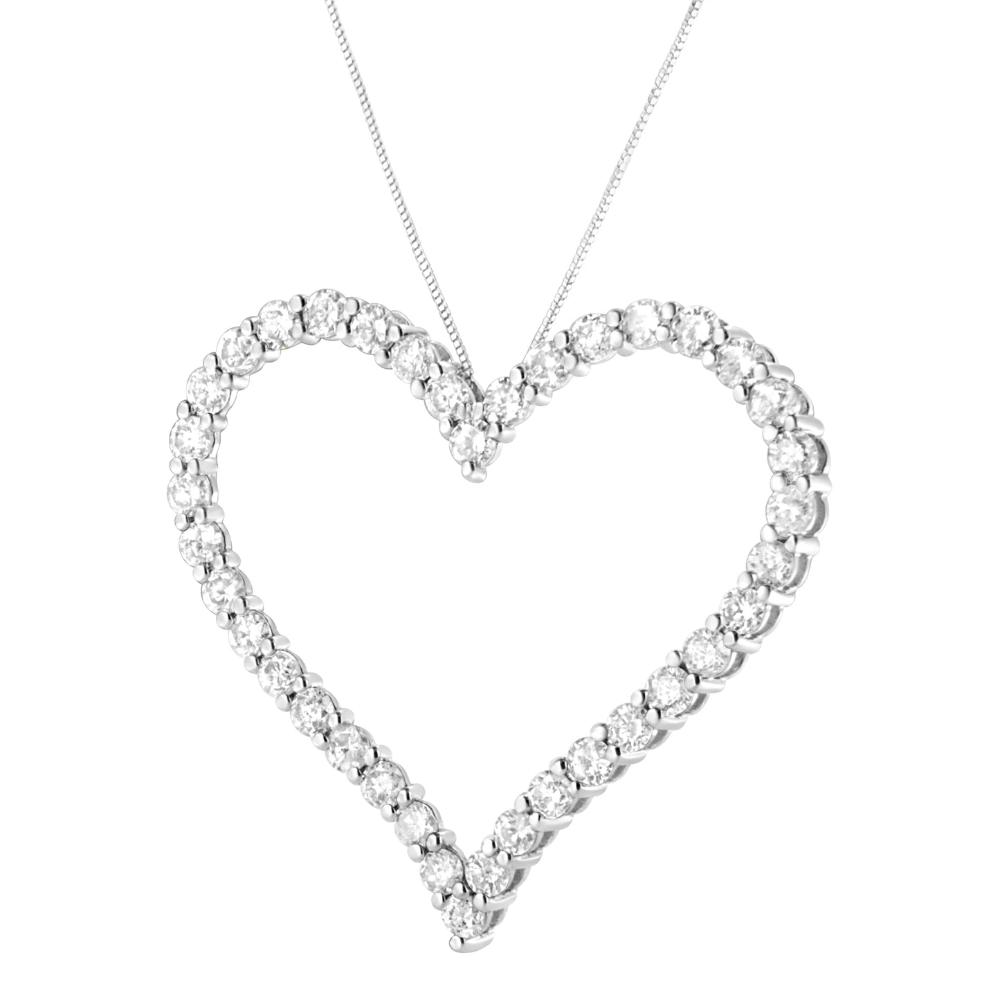 Collar con Colgante de Corazón de Diamante Cortado Redondo de Plata Esterlina .925 - 18"