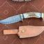 Premium Custom Damascus Steel Hunting Knife with Antler Handle & Brass Accents – 10" | KBS Knives - Korvel