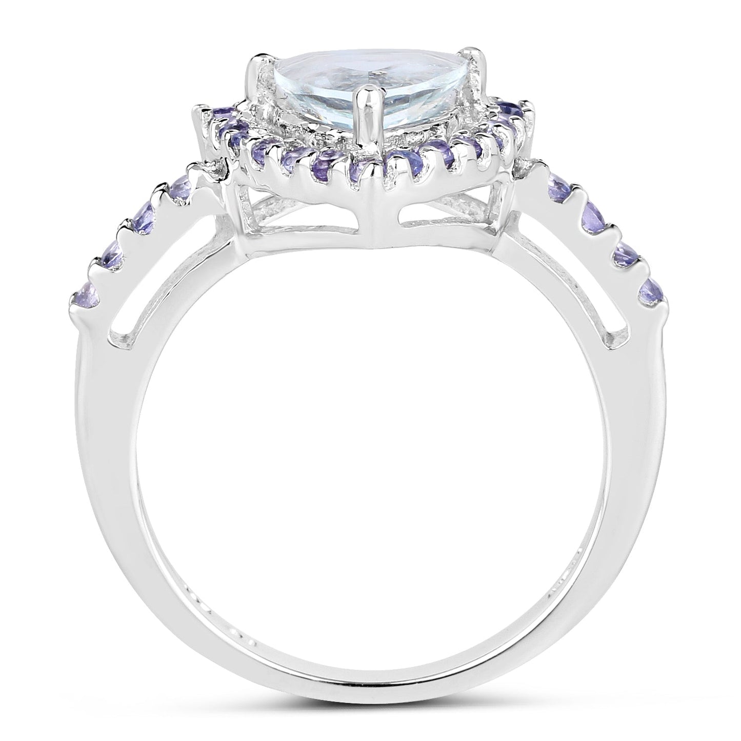 Bague en argent sterling avec aquamarine et tanzanite de 1,41 carat