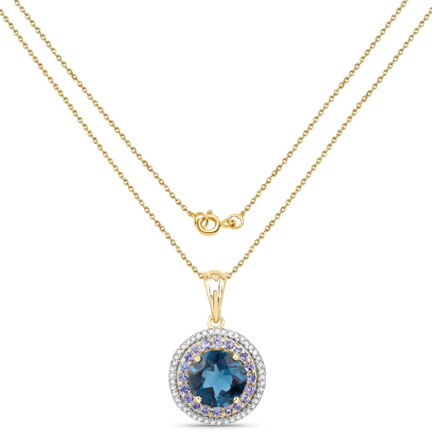 Colgante de 5.10 quilates de genuino topacio azul de Londres y tanzanita