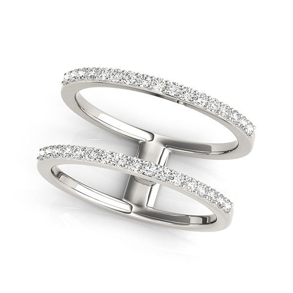 14k White Gold Dual Band Design Ring with Diamonds