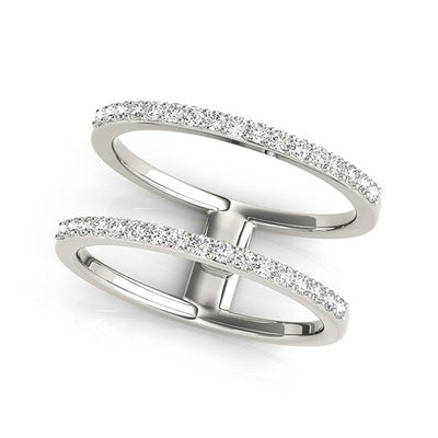 14k White Gold Dual Band Design Ring with Diamonds