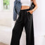 Pantalons de survêtement plissés à taille haute élastique à nouer