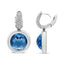 Boucles d'oreilles pendantes en or blanc 18K avec topaze bleue et diamants