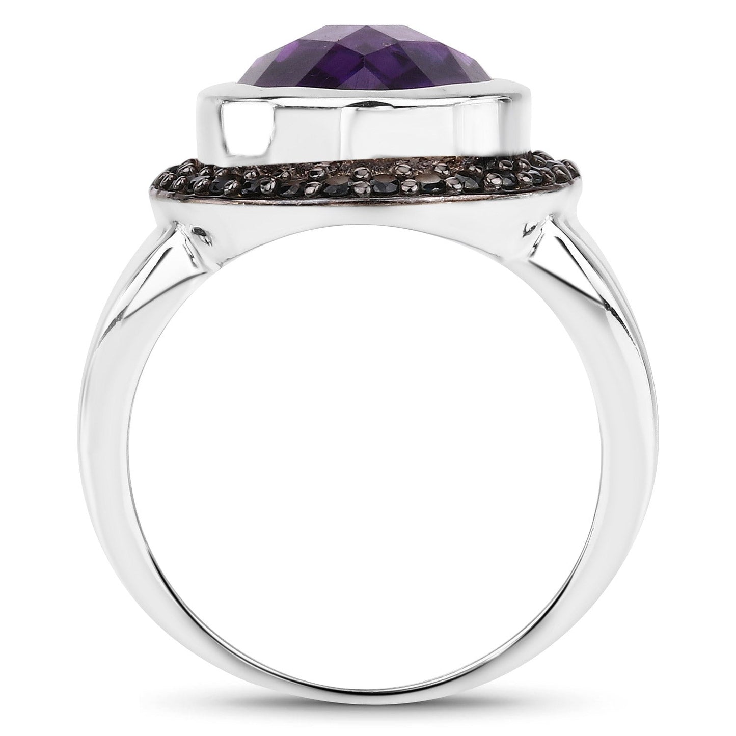 5.35 Carat Amethyst and Black Spinel Sterling Silver Ring