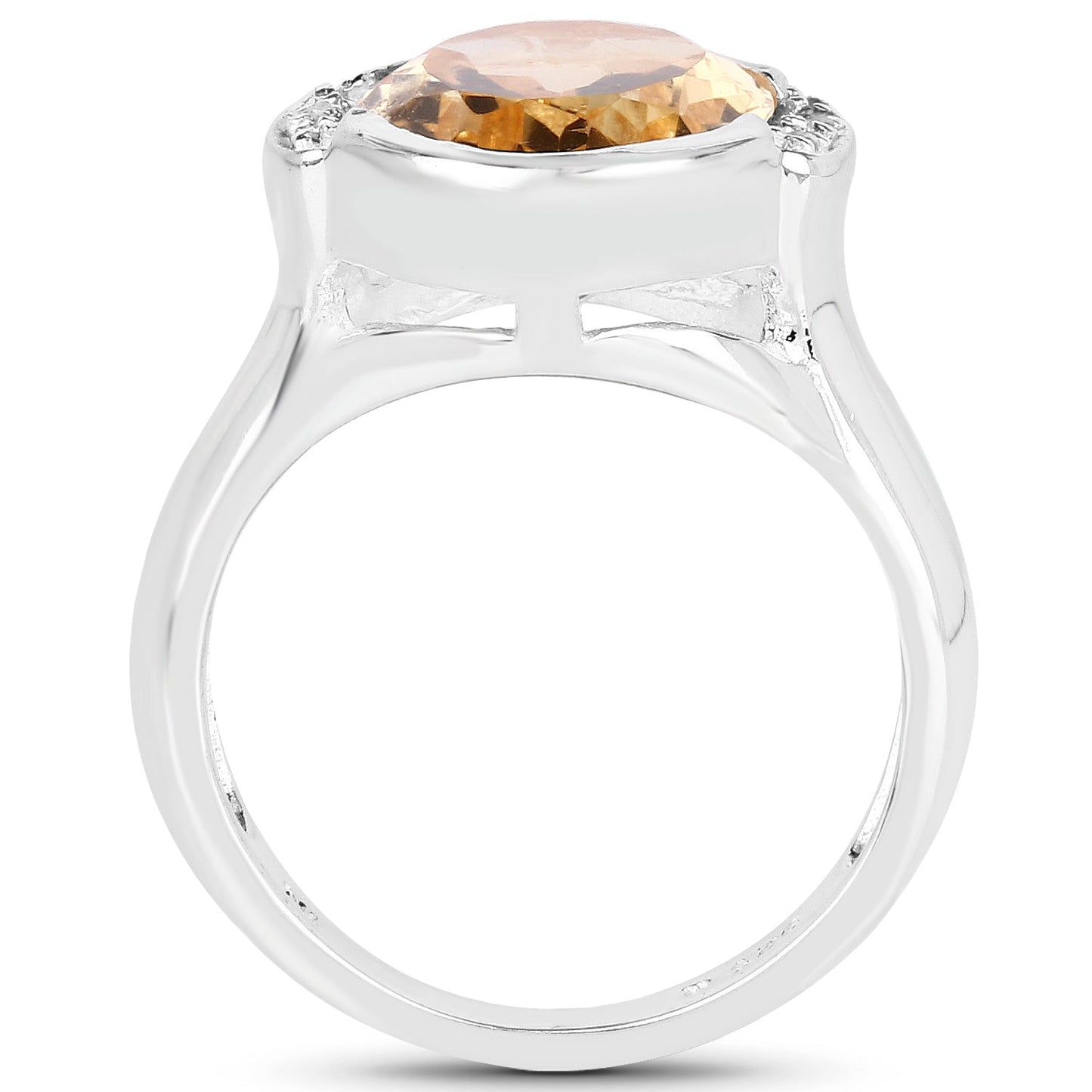 Anillo de plata esterlina de 5.05 quilates de citrino genuino y diamantes blancos