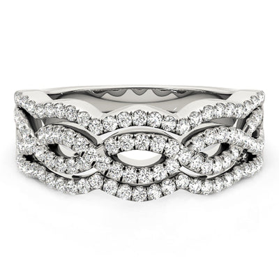 Anillo con Diamantes y Cuatro Curvas en Oro Blanco de 14k