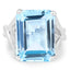 14.20 Carat Genuine Blue Topaz .925 Sterling Silver Ring