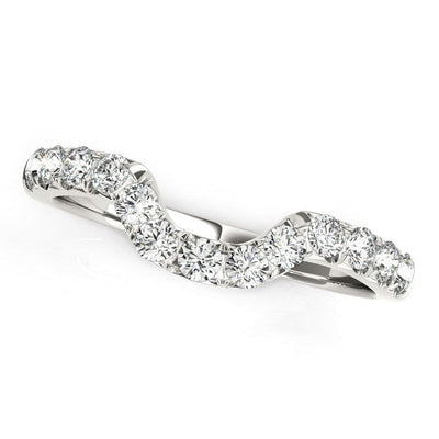 14k White Gold Curved Pave Diamond Wedding Ring