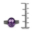 3.96 Carat Amethyst & Black Diamond Sterling Silver Ring