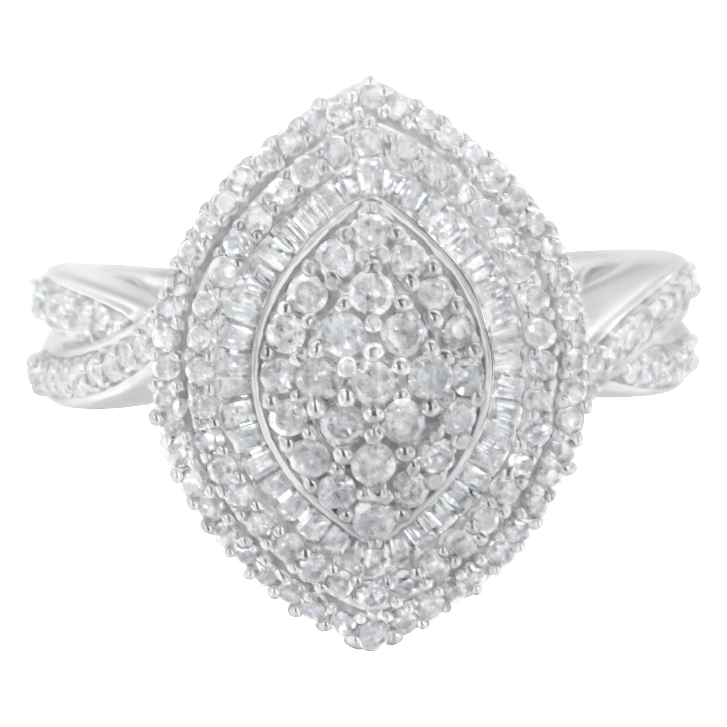 Bague cocktail en diamant halo en argent sterling .925 - Taille 7