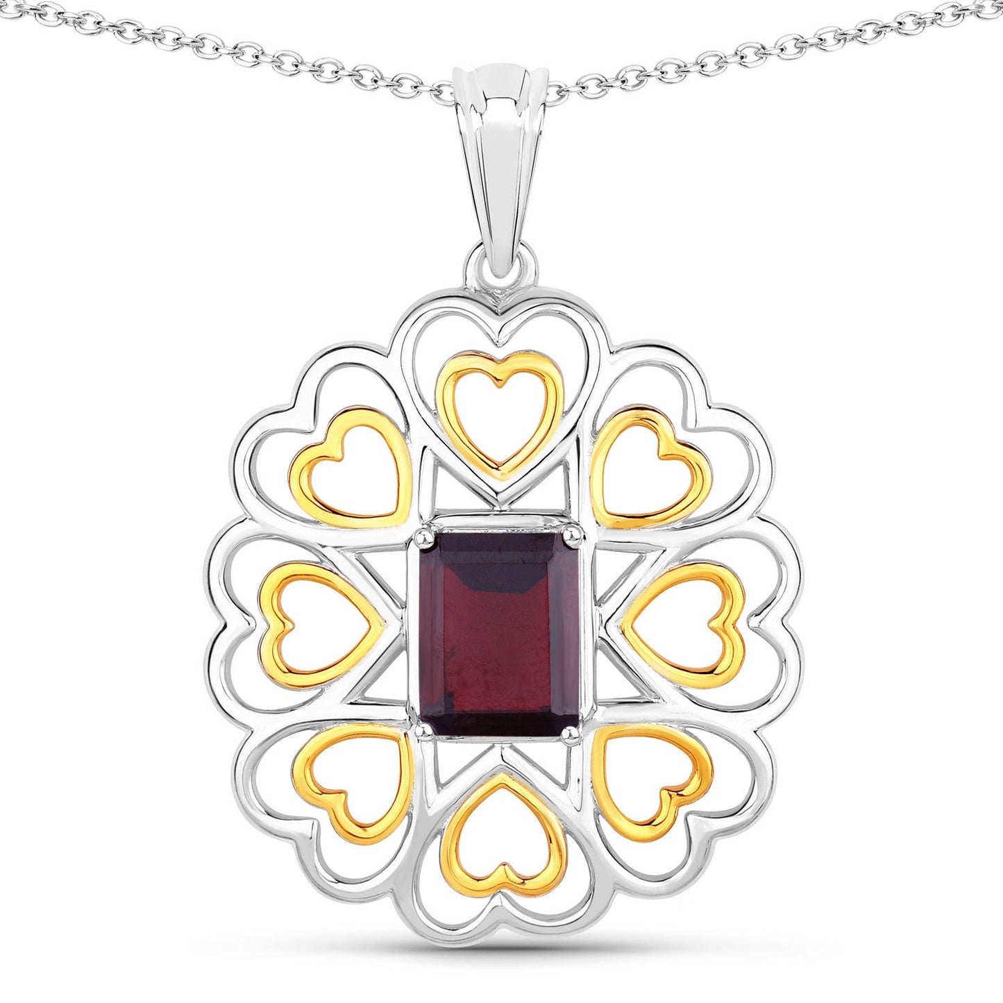 Pendentif en argent sterling .925 avec grenat véritable de 2,55 carats