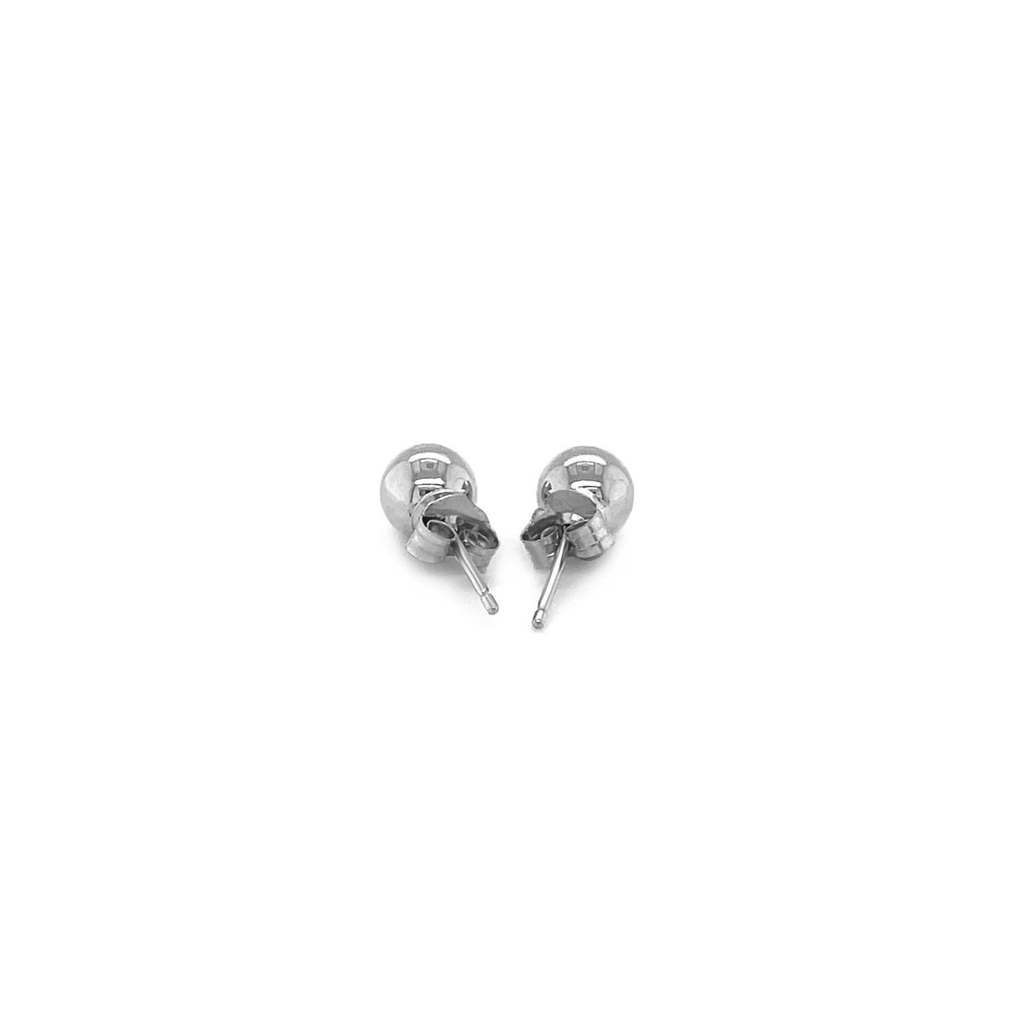 Boucles d'oreilles classiques rondes en or blanc 14 carats - 5,0 mm