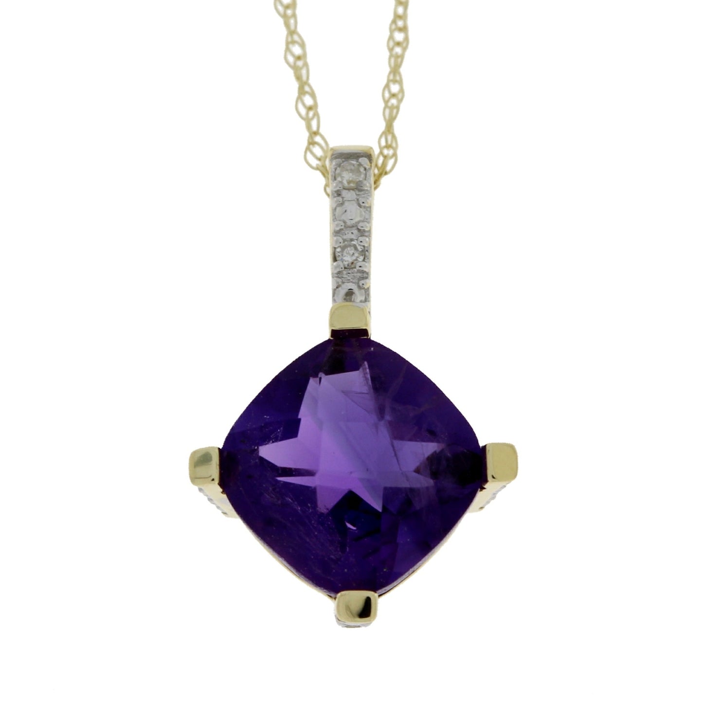 Amethyst Diamond Fashion Pendant in 10KT Yellow Gold