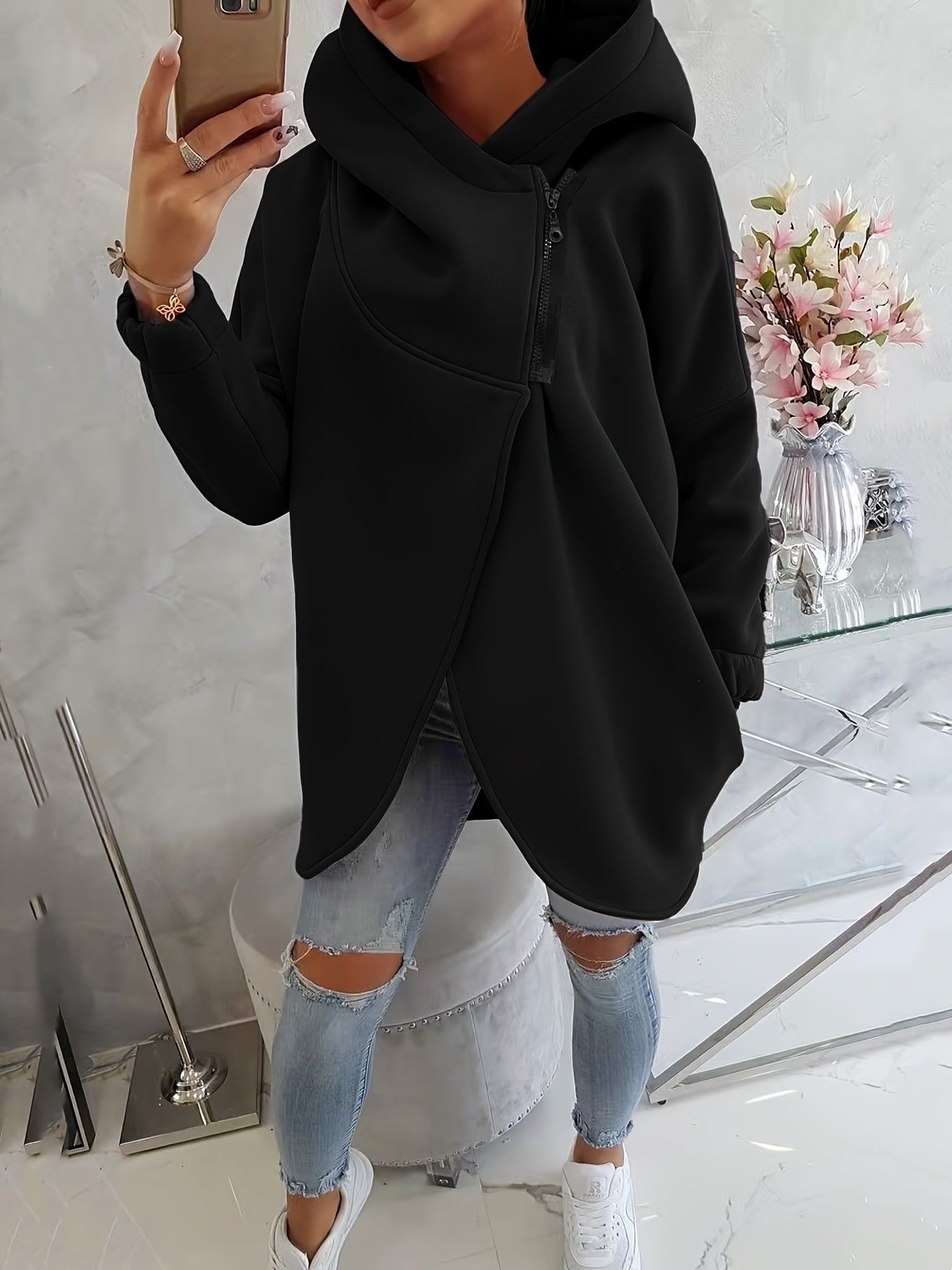 Women's Plus Size Solid Color Overcoat