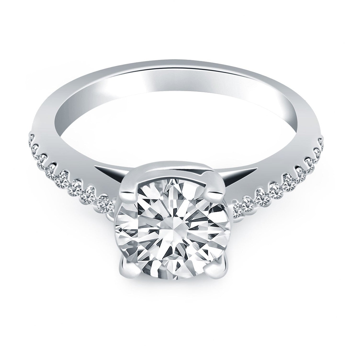 Anillo de Compromiso de Diamante en Oro Blanco de 14k con Diseño de Trébol