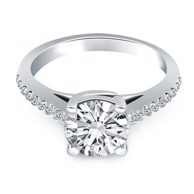 Anillo de Compromiso de Diamante en Oro Blanco de 14k con Diseño de Trébol