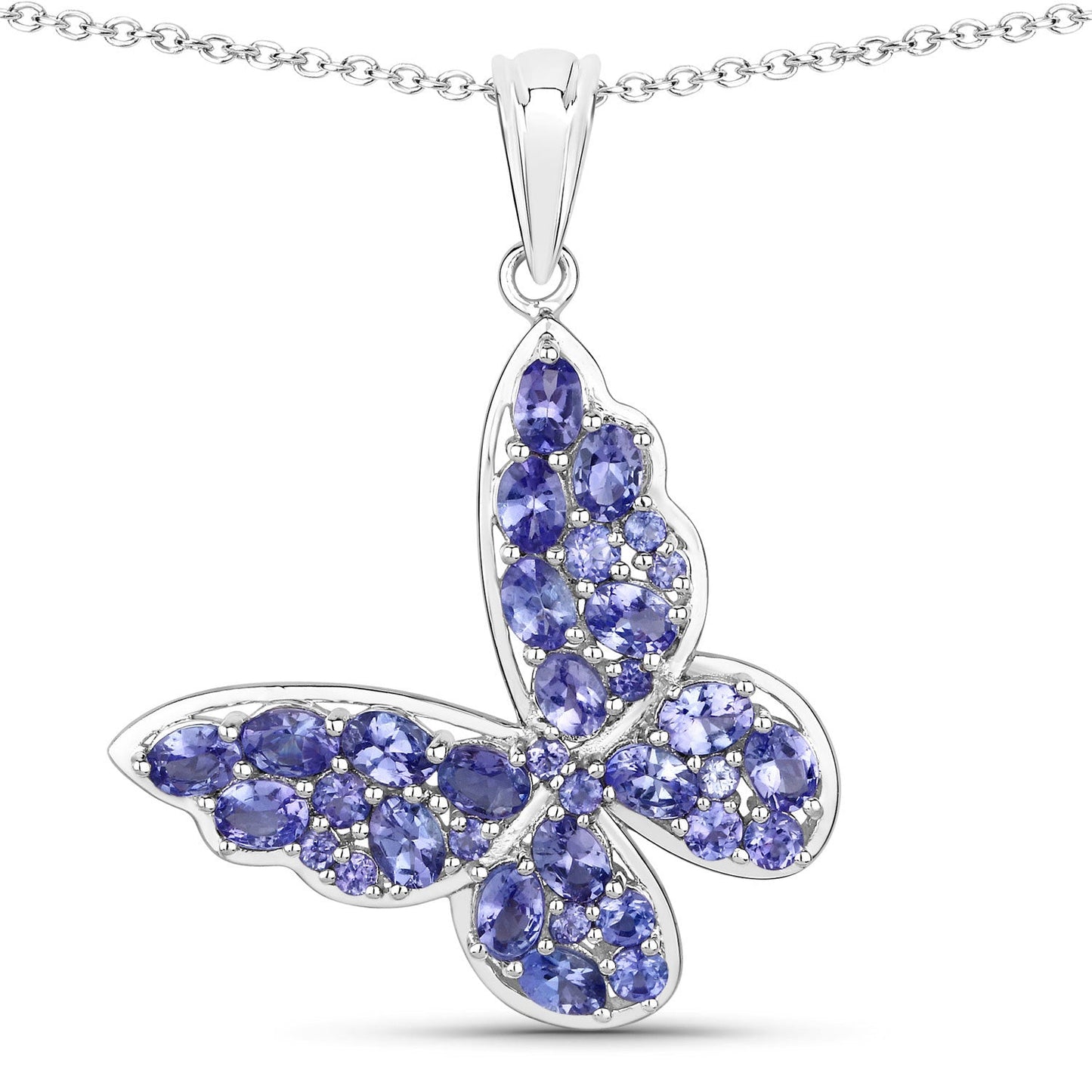 3.78 Carat Genuine Tanzanite Butterfly Pendant in Sterling Silver
