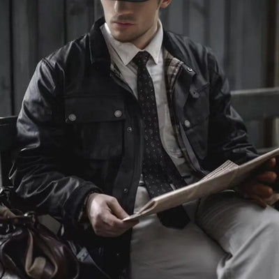 Oil Wax Trench Coat - Retro Biker's Waterproof Jacket for Men