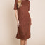 Chic Round Neck Side Slit Midi Dress for Women