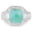 Bague en argent sterling avec émeraude véritable de 4,09 carats et topaze blanche