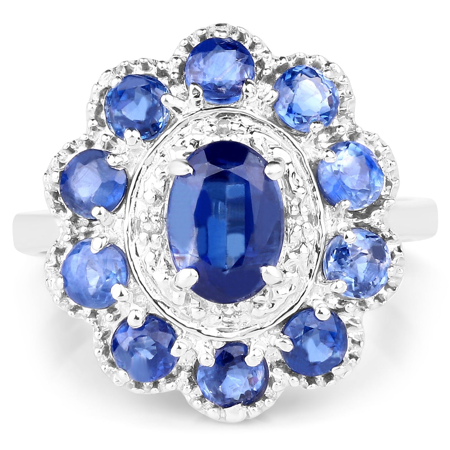 Bague de fiançailles en argent sterling avec Kyanite de 2,47 carats et Topaze blanche
